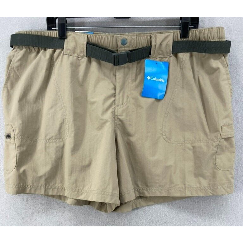 NWT Columbia Shorts Womens Sz XXL 2XL Khaki Sandy River Water Cargo UPF 50 Belt